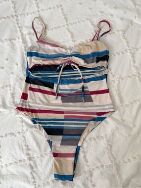 San Lorenzo Retro Collection Geometric Cut Out One Piece Swimsuit Size XS